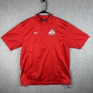 Nike Ohio State Size Small Red Quarter Zip Shirt Short Sleeve Baseball Shirt